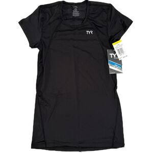 TYR All Elements Womens Running Tee Top - Black FCOTS6A - Size XS - Keep Cool